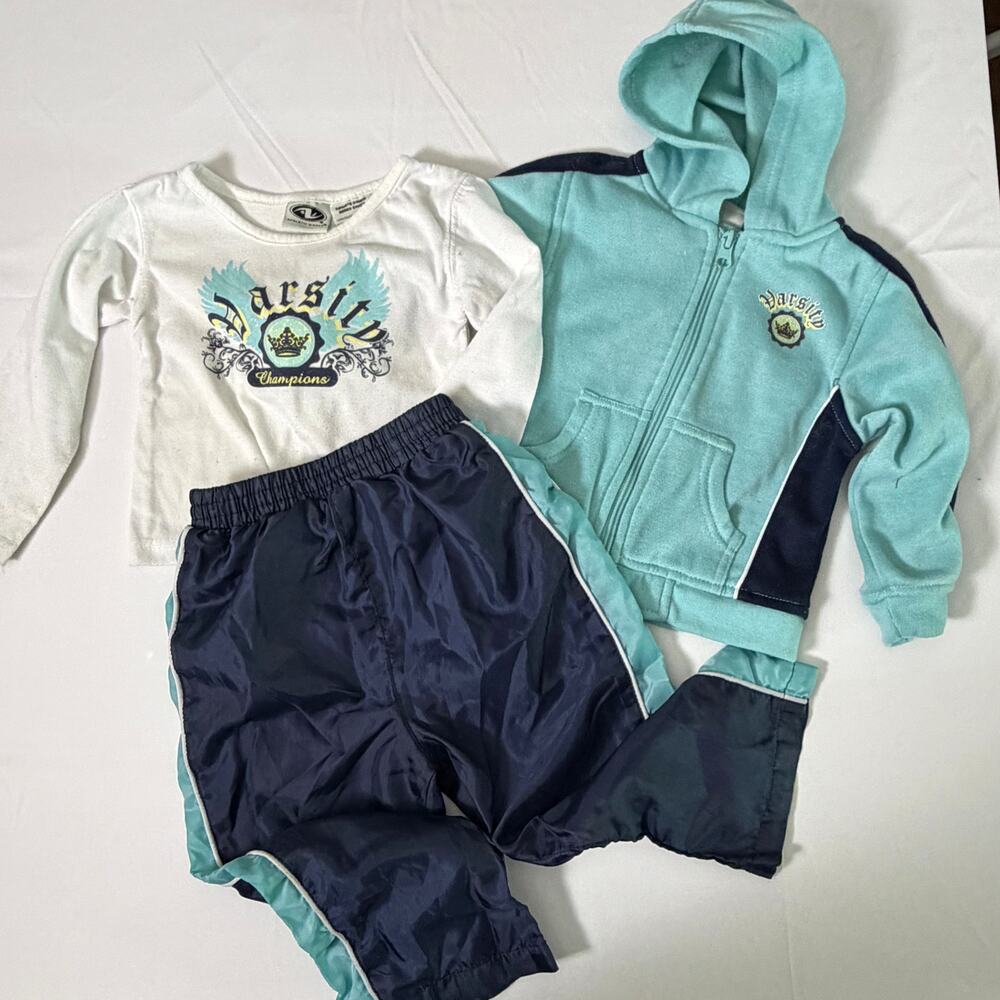 Vintage Y2K Athletic Works Varsity Champions 3 Pc Athleisure Track Suit Sz 24mo